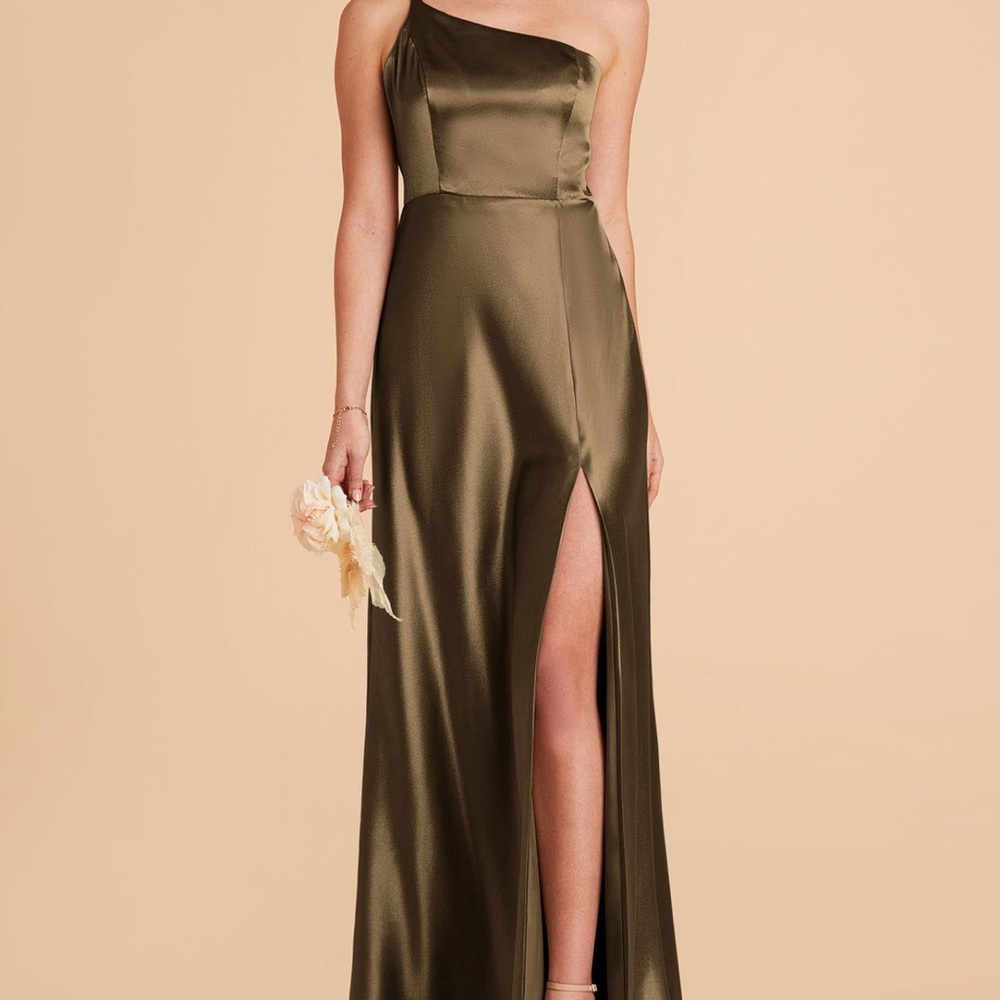 Kensie Shiny Satin Olive Dress